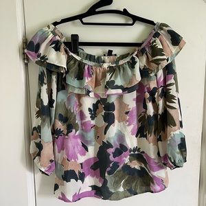 J Crew off the shoulder ruffle floral blouse size S small